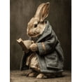 thumbnail image 1 of Reading Bunny Canvas Wall Art, Whimsical Rabbit Portrait, Rustic Farmhouse Living Room Decor, 1 of 8