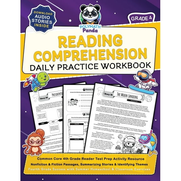 Reading Comprehension Grade 4 Daily Practice Workbook: Common Core 4th Grade Reader Test Prep Activity Resource Nonficti, (Paperback)