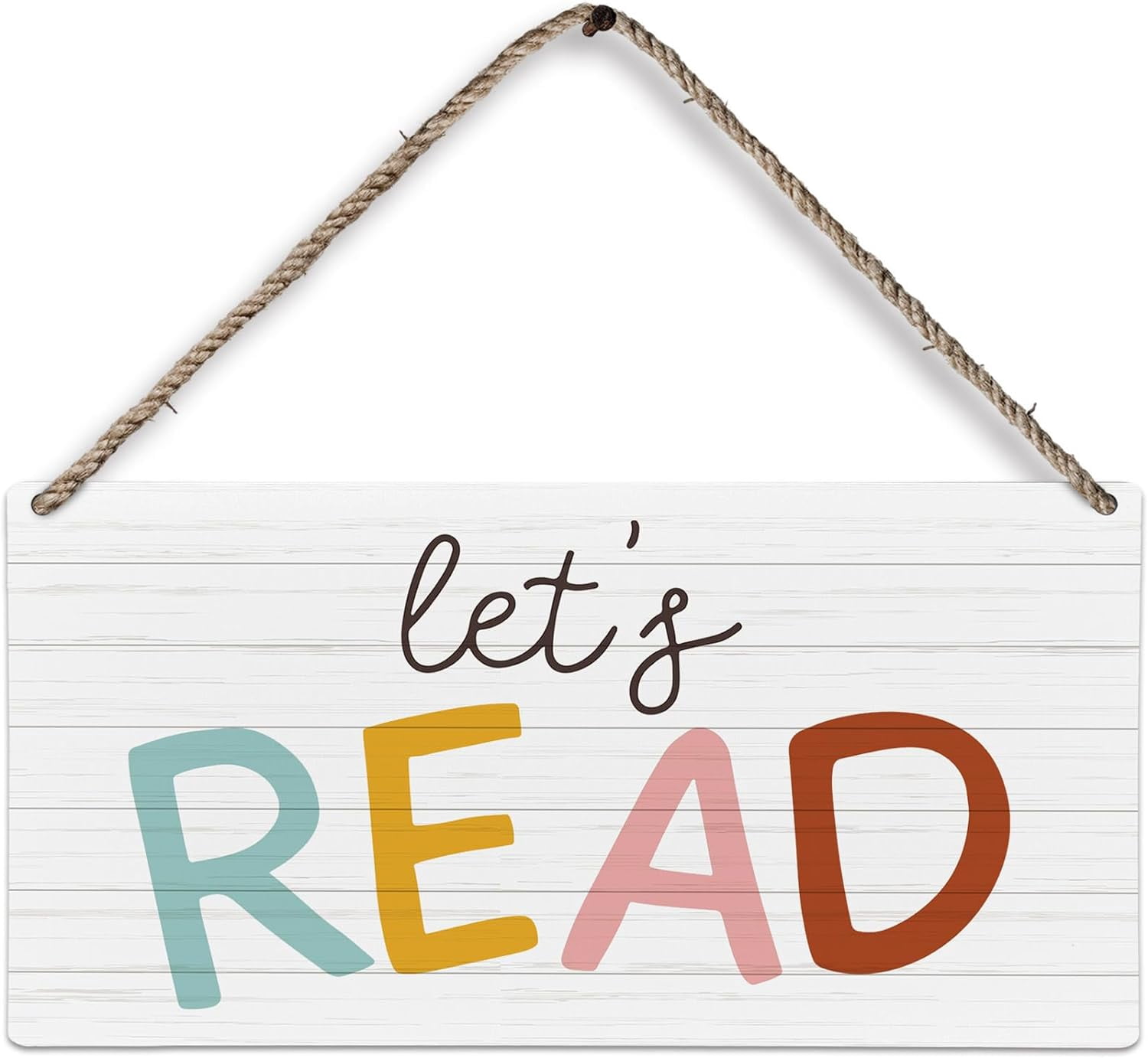 Stiker Let's Read Reading Corner Decor 12 x 8 Inch - Let‘s Read Boho Wooden Hanging Sign ...