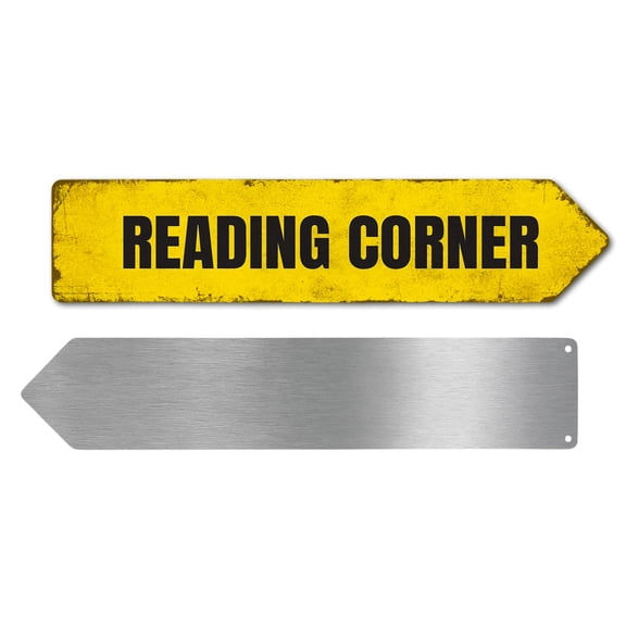 Reading Corner Metal Sign by DC | Arrow Metal Directional Signage for Indoor & Outdoor | 3x12" Rust-Free Aluminum Sign | School Signage UV Protected Road RIGHT Arrow Sign | Made in USA