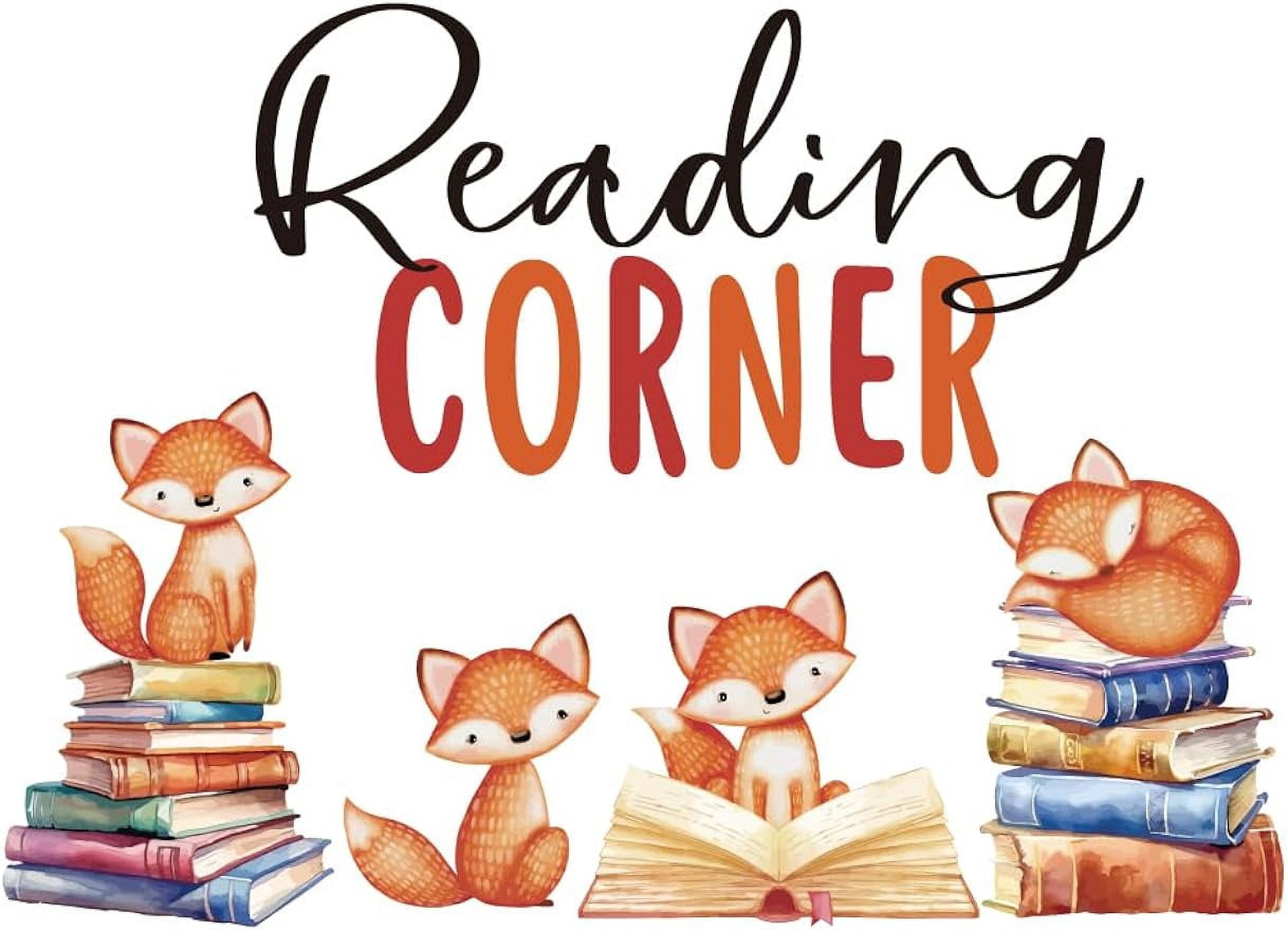 Reading Corner Wall Decal Cute Animals Reading Wall Sticker Foxes ...