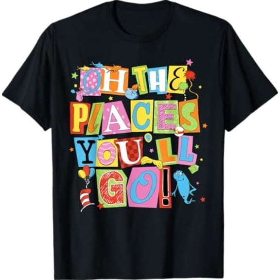 Reading Day Oh Places You Go Doctor Teacher Cat Hat Autism T-Shirt