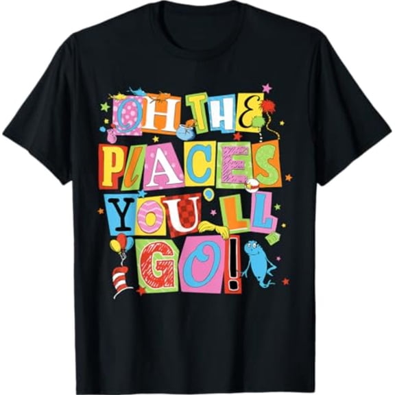 Reading Day Oh Places You Go Doctor Teacher Cat Hat Autism T-Shirt