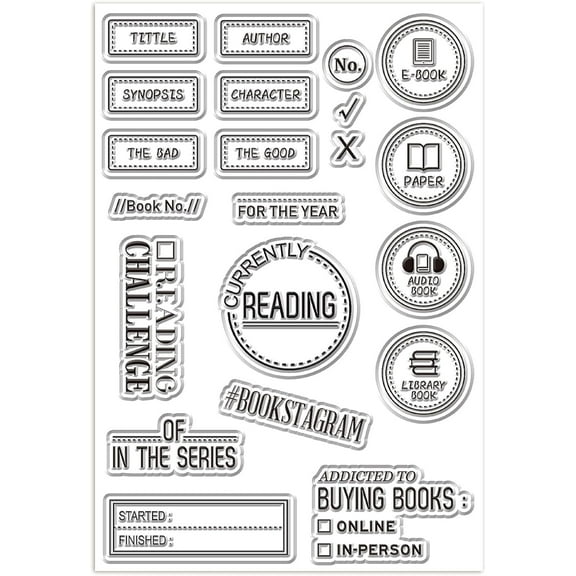 Reading Diary Stamps Book Reads Label Clear Stamps Bookstore Bookshelf Library Reading List Transparent Silicone
