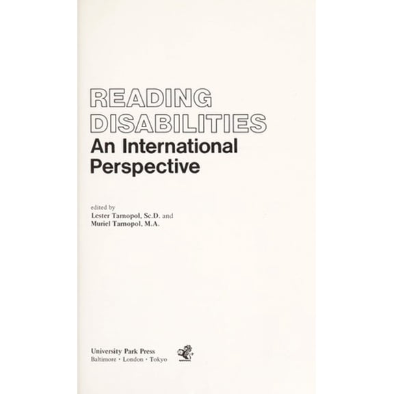 Pre-Owned Reading Disabilities : An International Perspective (Hardcover) 9780839108290