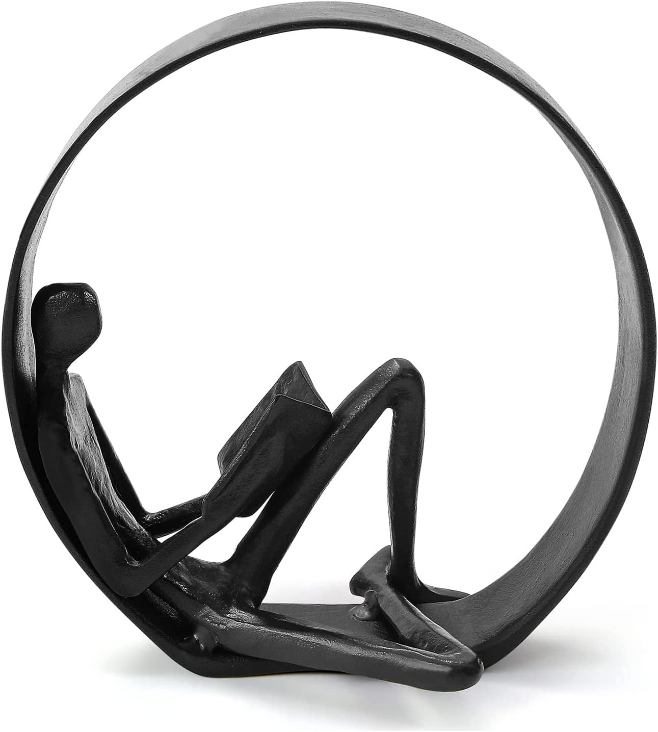 Reading Figurines and Statues - Bookshelf Decorations Objects，Metal Reader Cast Iron Sculpture，Book Lovers Gifts， Modern Art Shelf Décor， Reading Accessories for Book Lovers