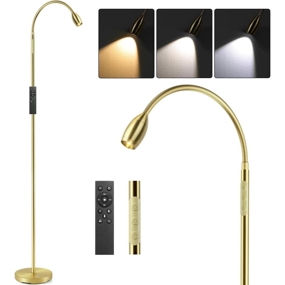 Reading Floor Lamp, 72" Tall LED Lamp with Flexible Gooseneck, Dimmable Zoomable Spotlight, Adjustable Color Beam Standing Lamp, & Remote Control, Task Craft Bedroom Living Room (Light )