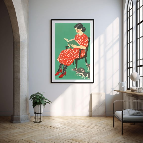 Reading For My Rats Vintage Illustration Mice Reading Rats Reading Poster Unframed Paper Print