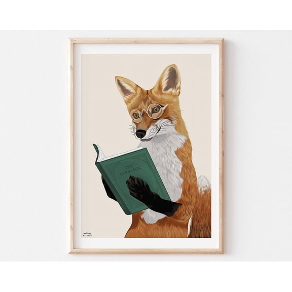 Reading Fox Print Kids Room Decor Nursery Prints Nursery Wall Art Fox Wall Art Funny Animals Art Boys Room Decor Woodland Nursery Art Decor For Living Room Bedroom
