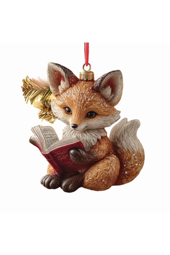 Reading Foxs Reading Raccoon Christmas Ornament