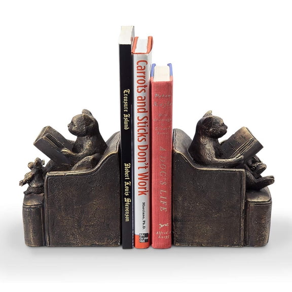 Reading Friends Cat & Mouse Bookends Pair