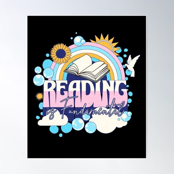 Reading Is Fundamental Geeky Bookworm Poetry Literature T-Shirt Bookworm Book Lover Reading Is Fundamental Gifts Poster Wall Art, Modern Wall Decor For Living Room Bedroom, 24x36 UNFRAMED