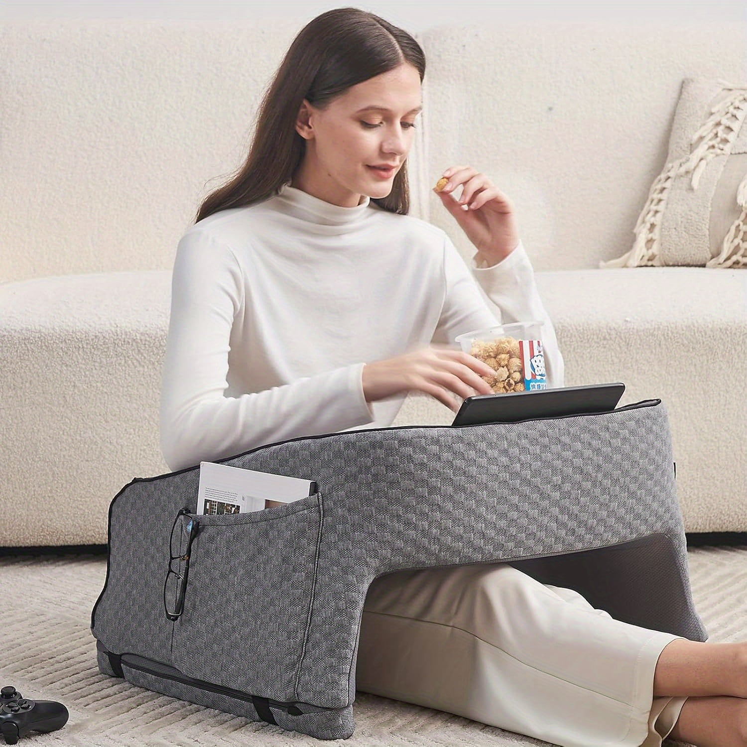 Tijoree Reading Pillow With Arm Rest - Gaming & Lap Pillow For Sitting In Bed Or On The Sofa, Supports Arms For Reading, Crafting, Or Playing - View #5