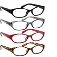 thumbnail image 1 of Reading Glasses +0.75 | 4 Pack of Readers for Men and Women | Black Gray Red Tortoise, 1 of 8