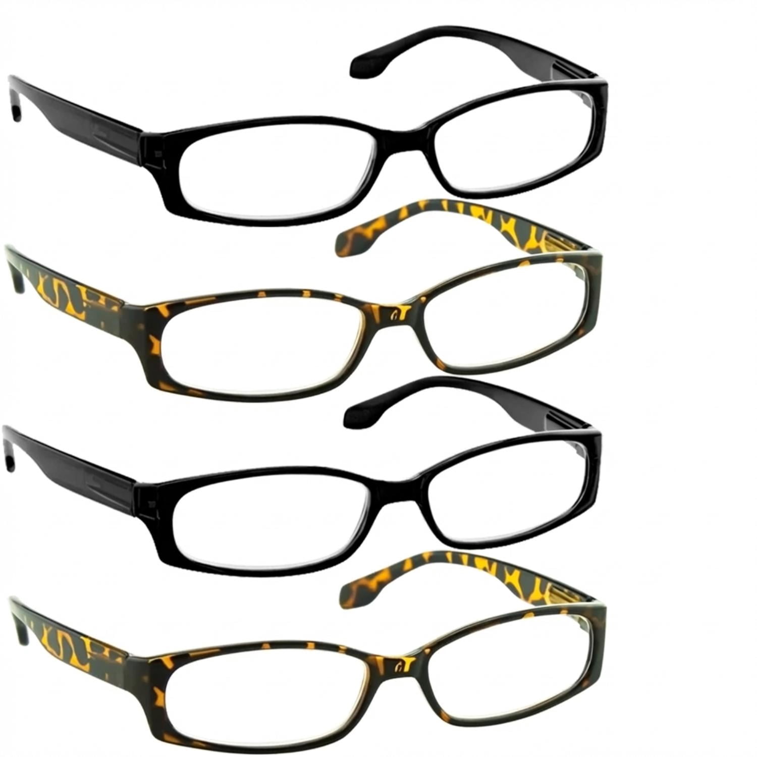Reading Glasses +1.50 | 4 Pack of Readers for Men and Women | 2 Black 2 Tortoise