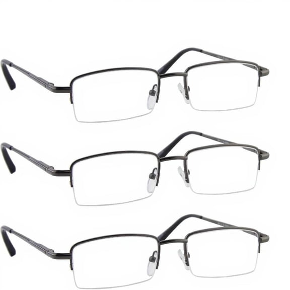 Reading Glasses +2.75 | 3 Pack of Readers for Men and Women | 3 Gunmetal