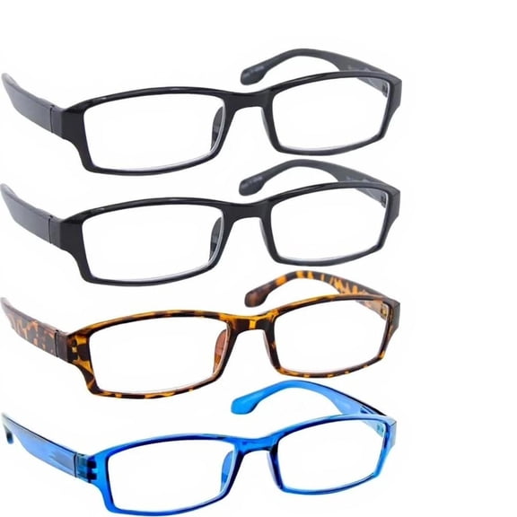 Reading Glasses +2.75 | 4 Pack of Readers for Men and Women | 2 Black Tortoise Blue