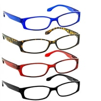 Reading Glasses  3.25 | 4 Pack of Readers for Men and Women | Black Tortoise Red Blue