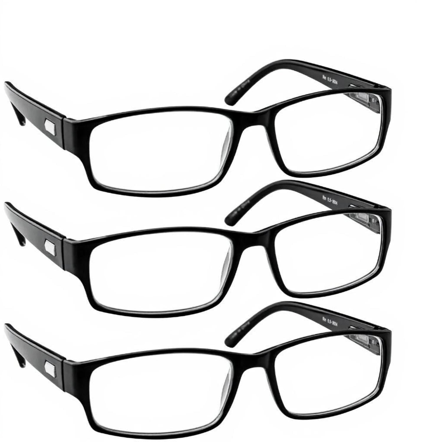 Reading Glasses +3.50 | 3 Pack of Readers for Men and Women | 3 Black