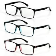 JIALIE Fashion Reading Glasses for Women Blue Light Blocking Unisex Rectangular Readers Mix Color, +2.5, 3pack