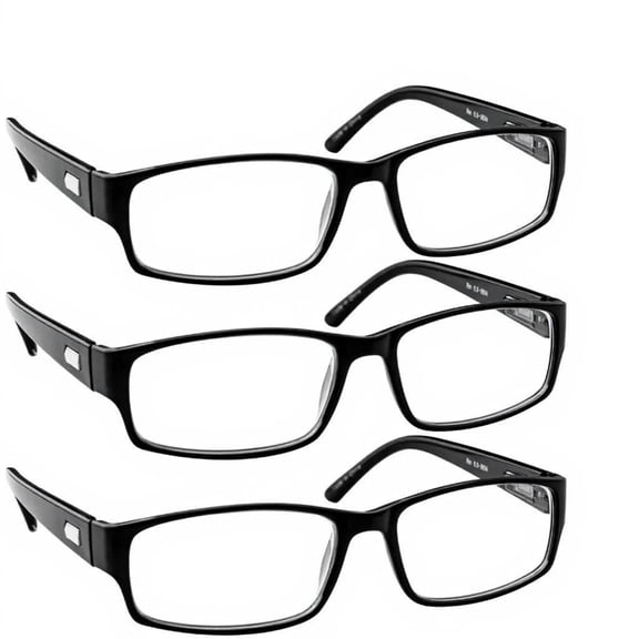 Reading Glasses +4.00 | 3 Pack of Readers for Men and Women | 3 Black