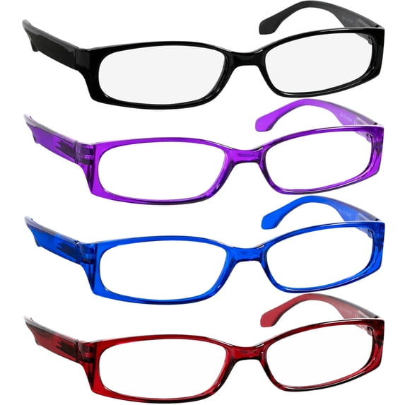 Reading Glasses | Best 4 Pack of Readers Women and Men | Stylish Look and Crystal Clear Vision When You Need It! | Comfort Spring Arms & Dura-Tight Screws