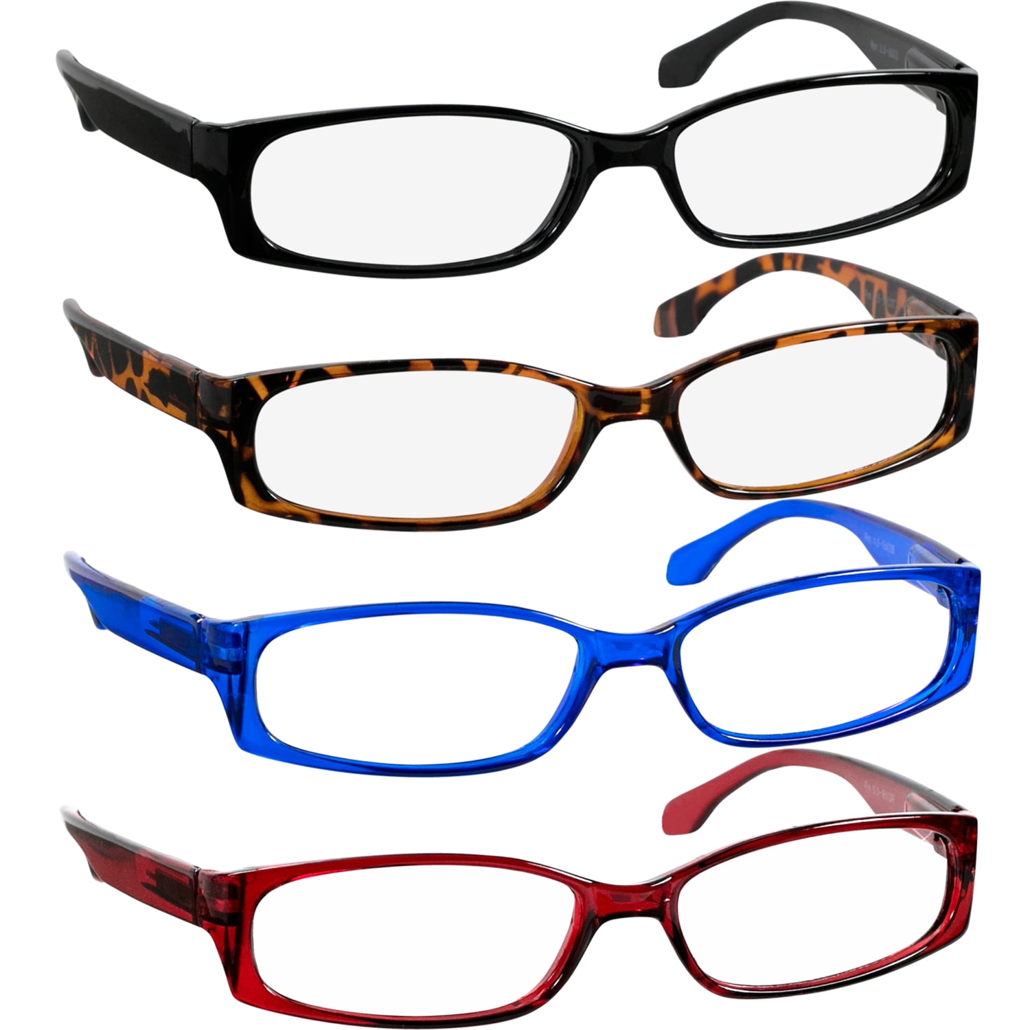 Reading Glasses | Best 4 Pack of Readers Women and Men | Stylish Look and Crystal Clear Vision When You Need It! | Comfort Spring Arms & Dura-Tight Screws