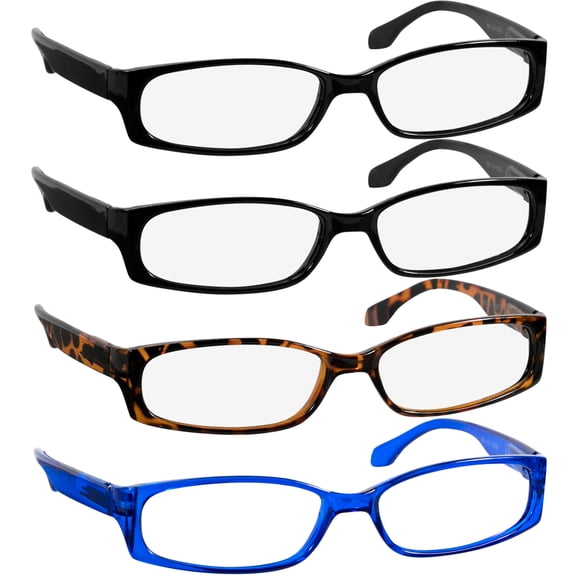 Reading Glasses | Best 4 Pack of Readers Women and Men | Stylish Look and Crystal Clear Vision When You Need It! | Comfort Spring Arms & Dura-Tight Screws
