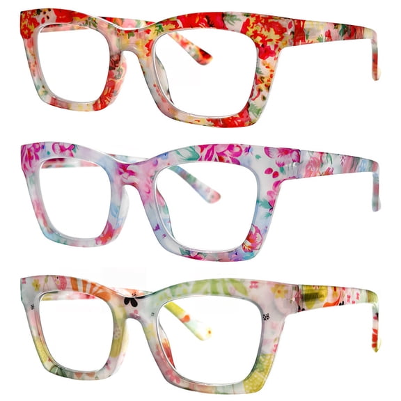 Reading Glasses Blue Light Blocking Spring Hinge Fashion Pattern Print Eyeglasses for Women 3.50