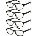 thumbnail image 1 of Reading Glasses Mens Womens 4 Pack Square Unisex Black Frame Readers New Lentes, 1 of 3