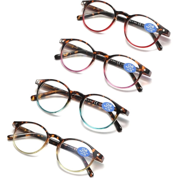 Reading Glasses for Women - Blue Light Blocking Ladies Readers with Pouches Anti /Glare Women's Computer Eyeglasses (4 Pairs Mix Color, 3.50, multiplier_x)