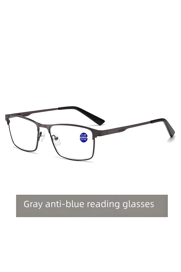Reading Glasses for Men Blue Light Blocking Computer Readers Metal Frame Eyewear Magnification 1.5x,Grey