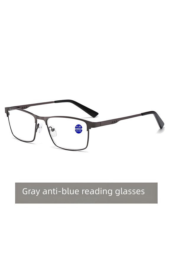 Reading Glasses for Men Blue Light Blocking Computer Readers Metal Frame Eyewear Magnification 2.0x,Grey