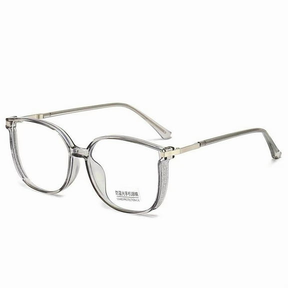 Reading Glasses for Women Men 1.5 x - Blue Light Blocking Computer Glasses, Oversize Square Eyestrain,Light Grey