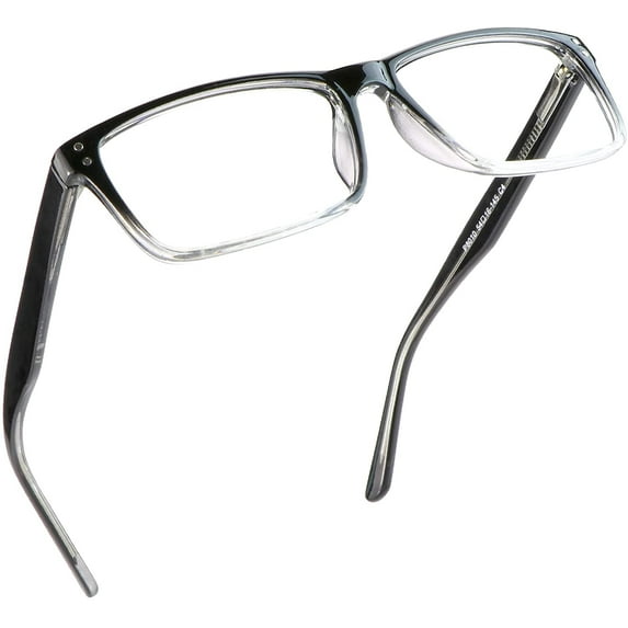Reading Glasses with Flexible Spring Hinge, Blue Light Blocking Glasses for Women and Men, Anti eyestrain (Black, +1.75 Magnification)