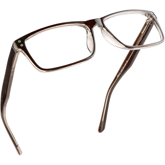 Reading Glasses with Flexible Spring Hinge, Blue Light Blocking Glasses for Women and Men, Anti eyestrain (Coffee, +0.75 Magnification)