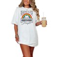thumbnail image 1 of Reading Is For Awesome People Rainbow, White Comfort Colors T-Shirt, Small, 1 of 3