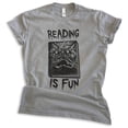 thumbnail image 1 of Reading Is Fun Necronomicon Shirt, Unisex Women's Men's Horror Movie Classic Film Lover Halloween Gift, Dark Heather Gray, Large, 1 of 6