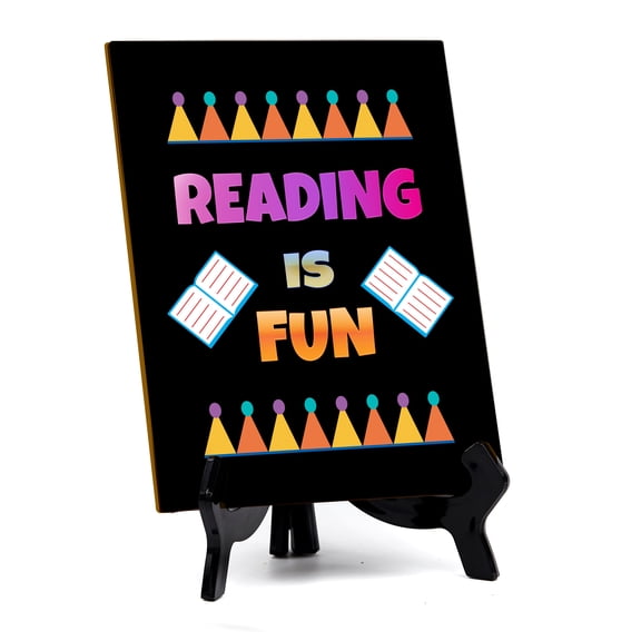 Reading Is Fun Table Sign with Acrylic Stand (6x8) | Classroom & Home Decor