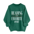 thumbnail image 1 of Reading Is My Favorite Sport Sweatshirt Book Lover Gift Funny Long Sleeve Pullover Sweatshirts, M Army Green, 1 of 6