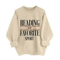 thumbnail image 1 of Reading Is My Favorite Sport Sweatshirt Book Lover Gift Funny Long Sleeve Pullover Sweatshirts, M Khaki, 1 of 6