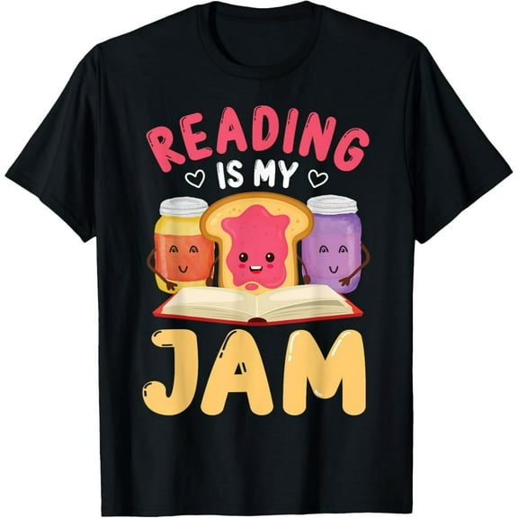 Reading Is My Jam Funny I Love to Read Books Gift T-Shirt100% cotton short-sleeved shirt for both men and women