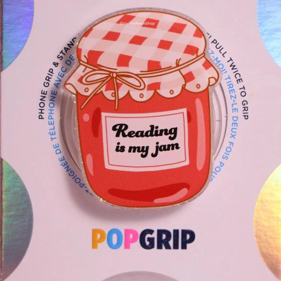 Reading Is My Jam Grip: Handmade Resin Acrylic Book Lover Grip