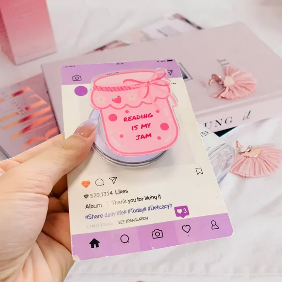 Reading Is My Jam Phone Grip Clear Acrylic Phone Grip