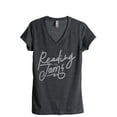 thumbnail image 1 of Reading Is My Jam Women's Fashion Relaxed V-Neck T-Shirt Tee Charcoal Grey Medium, 1 of 3