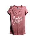 thumbnail image 1 of Reading Is My Jam Women's Fashion Relaxed V-Neck T-Shirt Tee Heather Rouge Large, 1 of 3