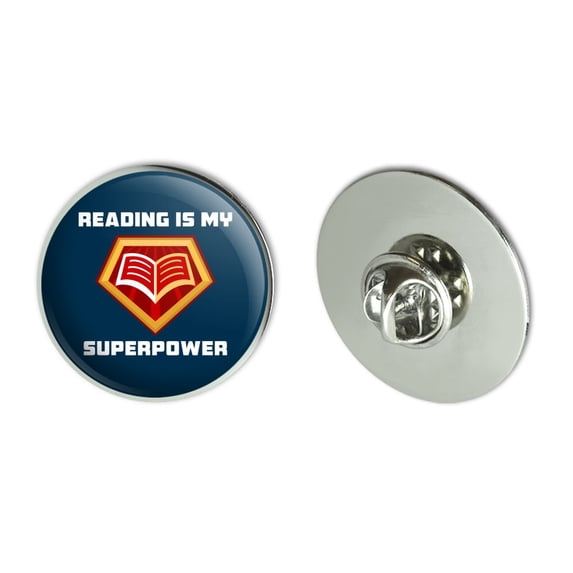 Reading Is My Superpower Metal 1.1" Tie Tack Hat Lapel Pin Pinback