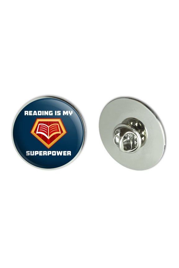 Reading Is My Superpower Metal 1.1" Tie Tack Hat Lapel Pin Pinback