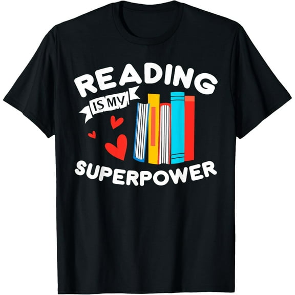 Reading Is My Superpower design, Book design, Book Lovers T-ShirtMen and women, Black T-shirt, size: Extra large