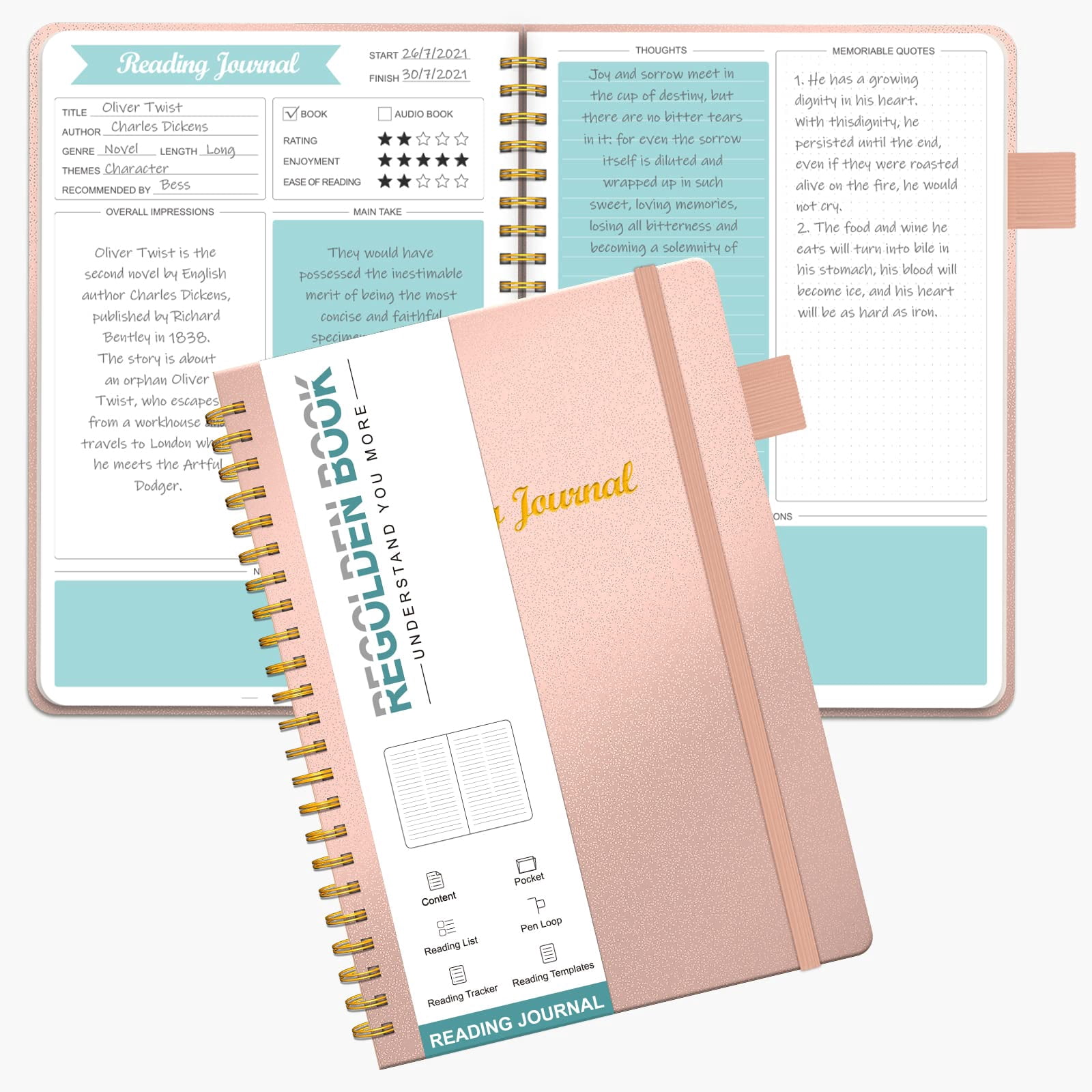 Reading Journals for Book Lovers, Book Journal Reading Log for Readers ...